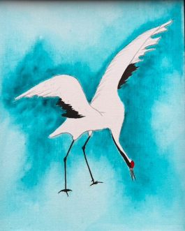 Kraanvogel in azuurblauw