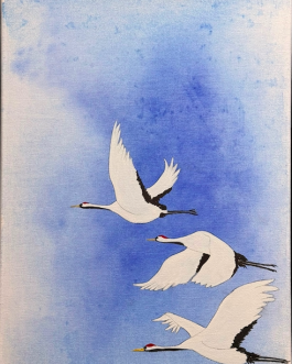 Kraanvogels in blauwe harmonie